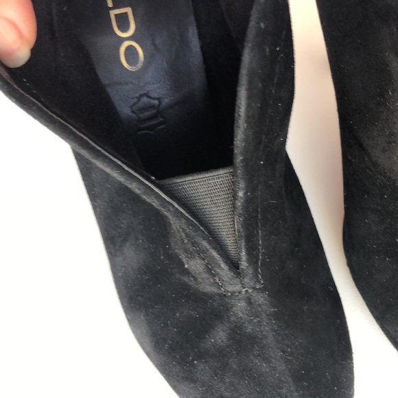 Black suede slip on ankle boots. - Picture 5 of 5